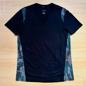 Armani Exchange Black V-Neck with Camo Accents